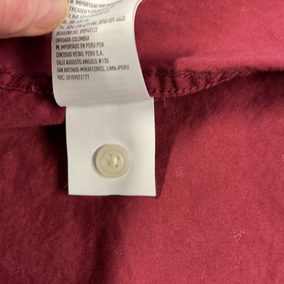 American Eagle Burgundy Cotton Short Sleeve Shirt - Picture 9 of 10